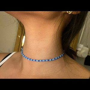 blue beaded choker